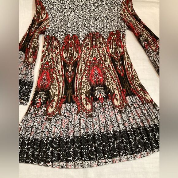 Signature by Larry Levin Long Tunic Crinkle Top Boho Arts & Crafts Sz Small - Picture 10 of 12